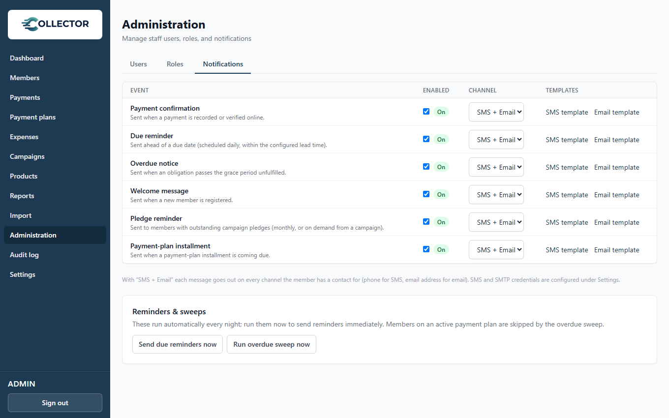 Notification settings