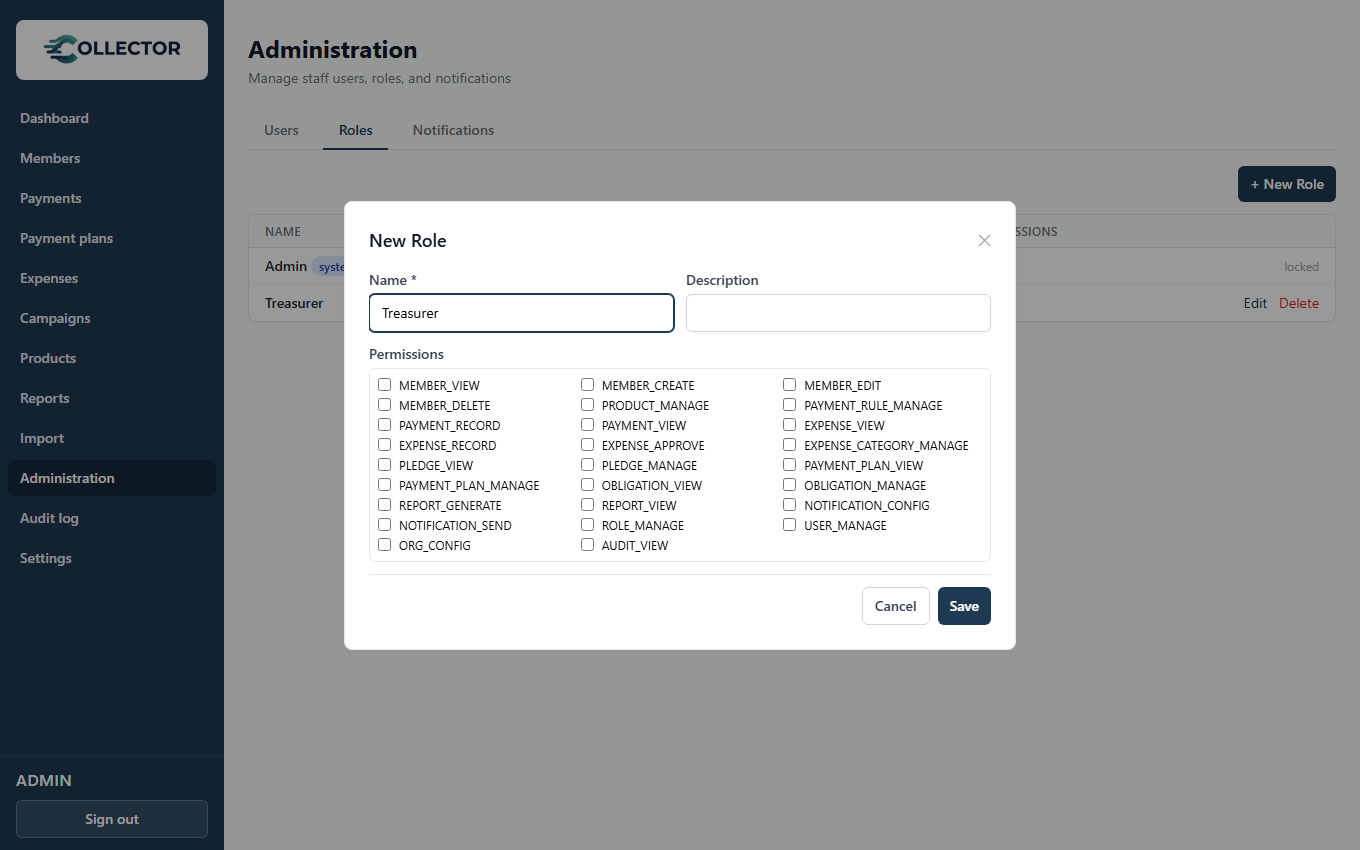 Building a role from the permission catalog